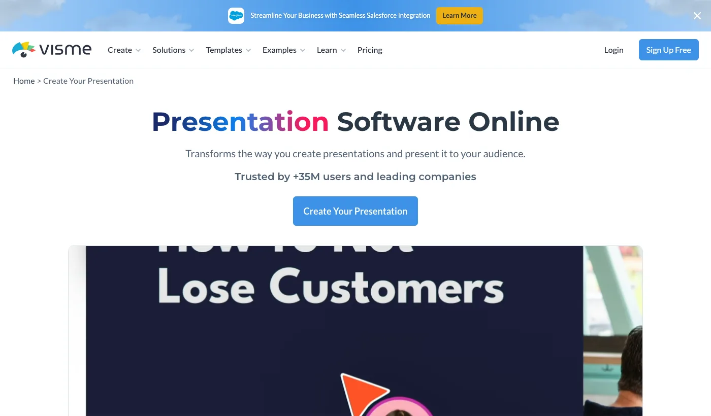 Visme homepage
