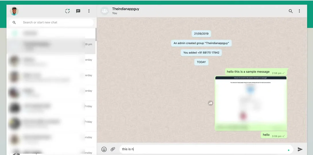 A single image blurred inside the chat