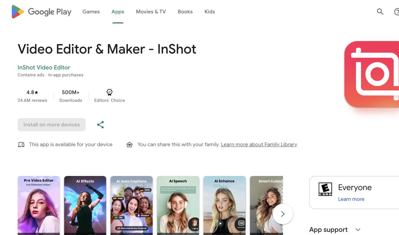 InShot video editor on Google Play